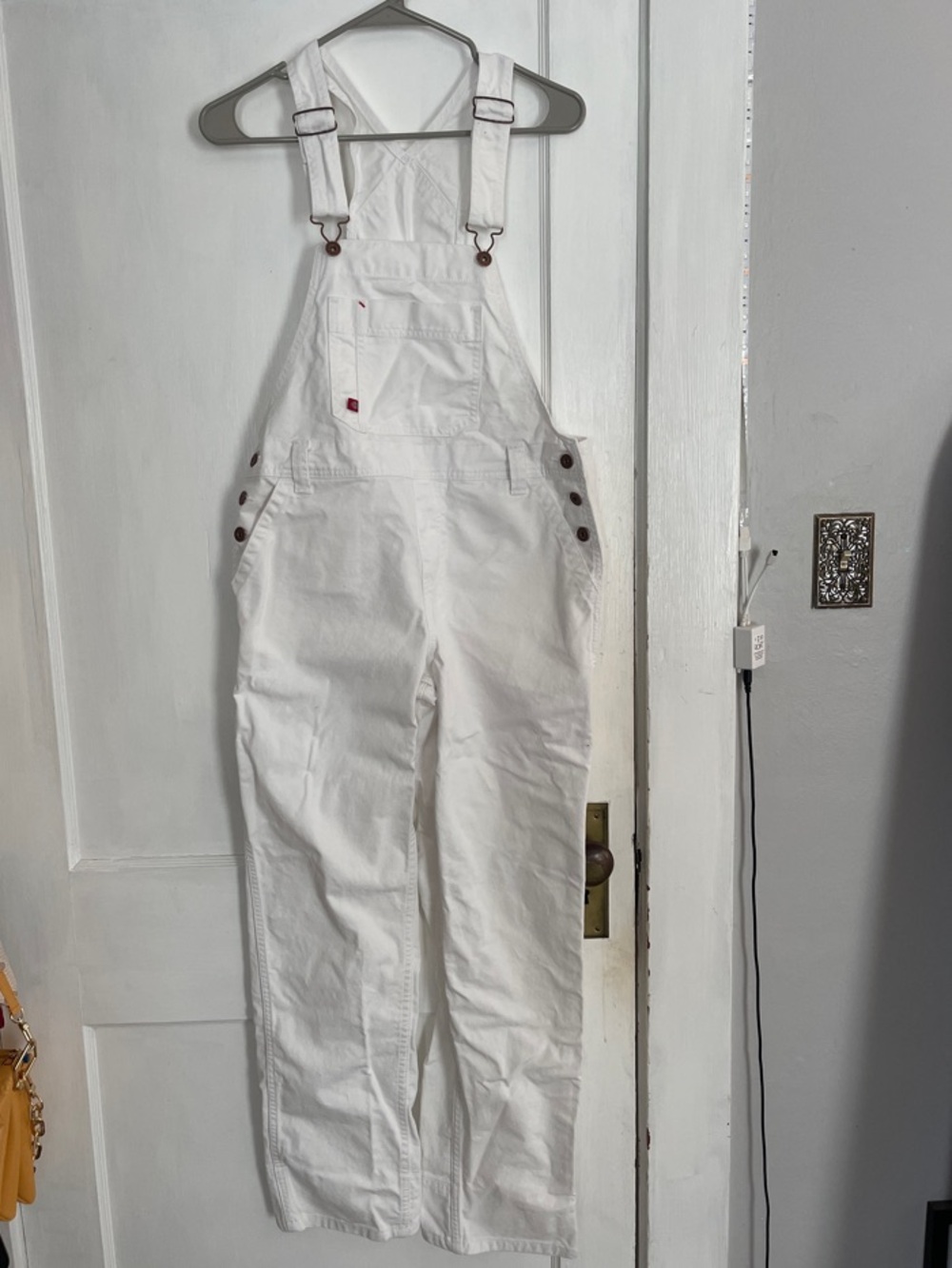 Dickies White Relaxed Fit Denim Bib Overalls